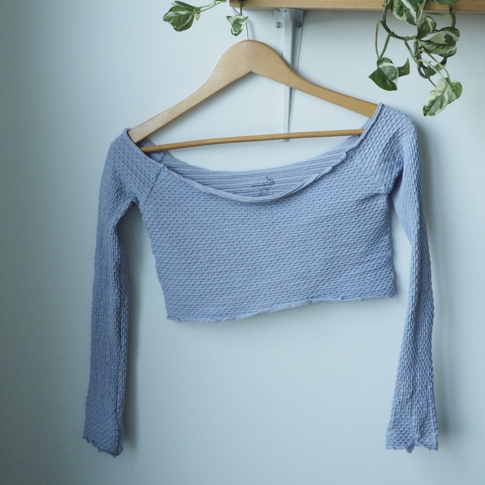 Free People Textured Long Sleeve Crop
